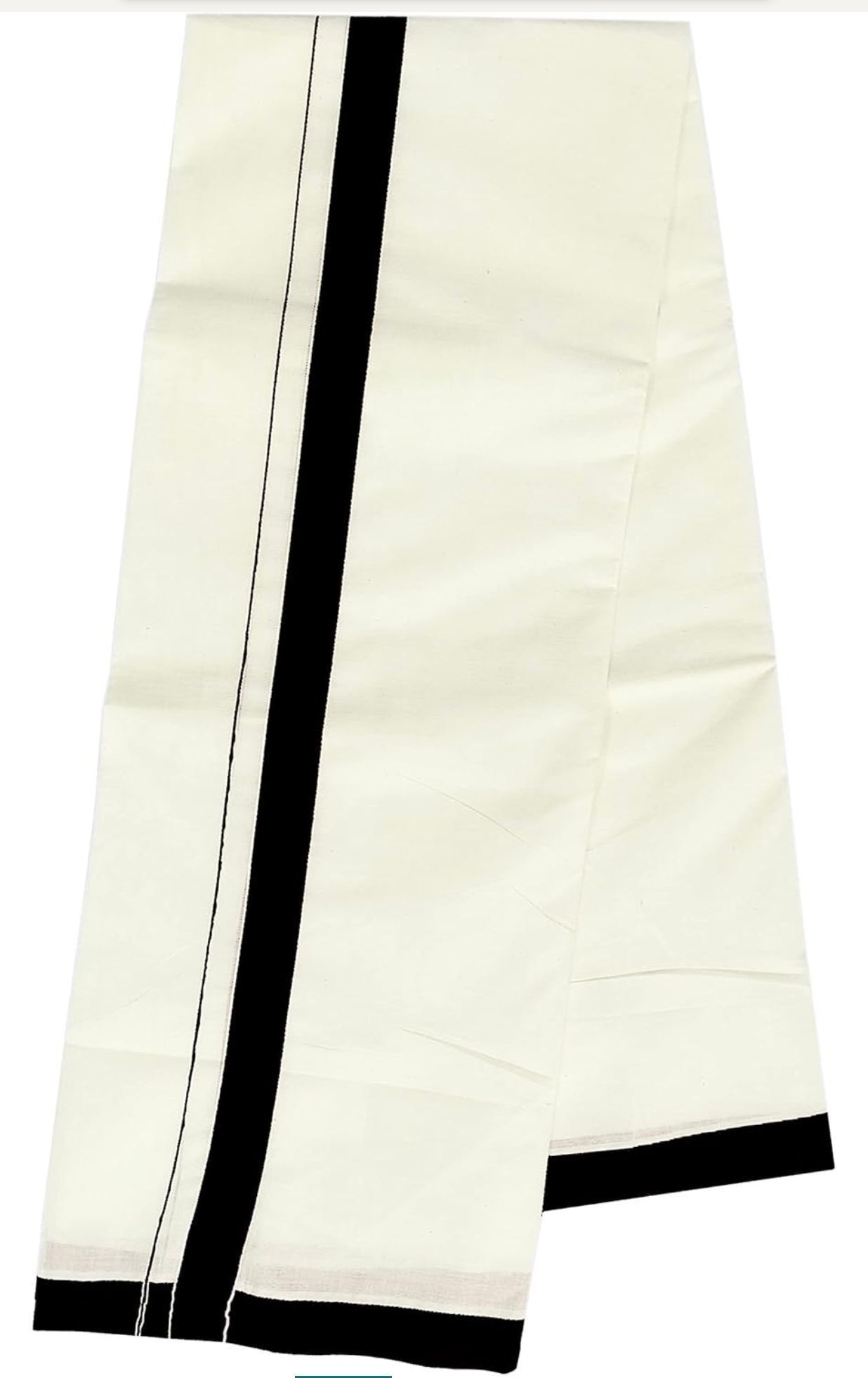 NANMAYA Men Cotton Double Layer Cream Dhoti with 1" Black Border 4 Mtrs Solid Women Dhoti-picture-26