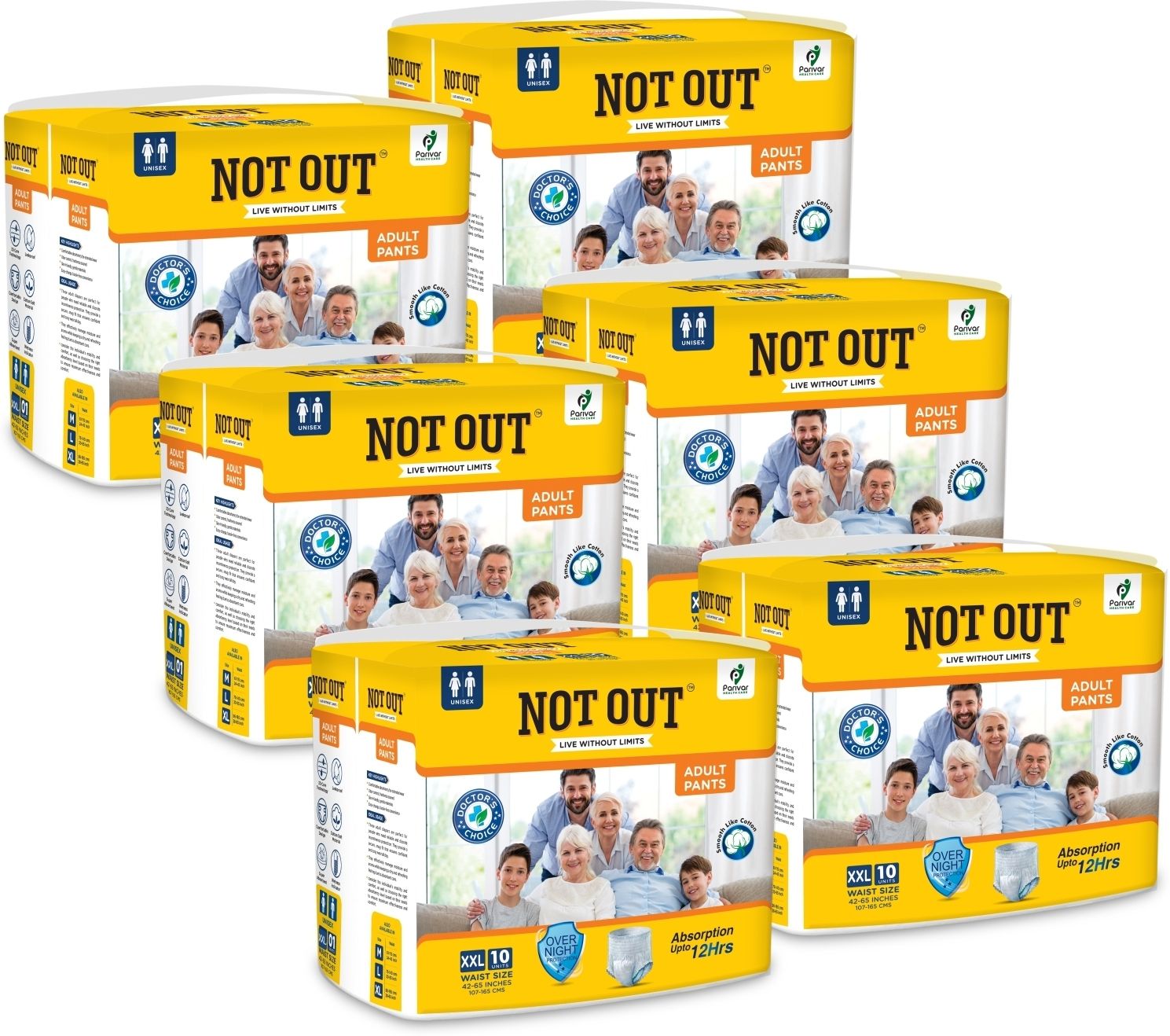 Adult Diaper Pants,Double Extra Large,Waist107-165cm,12Hrs Absorption(Pack of 6) Adult Diapers - XXL-image-10