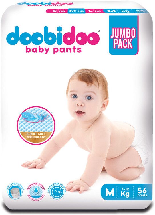 doobidoo BabyPants Medium Size Rash Free Soft Diapers Anti-Leak Highly Absorbent 7-12Kg - M-picture-25