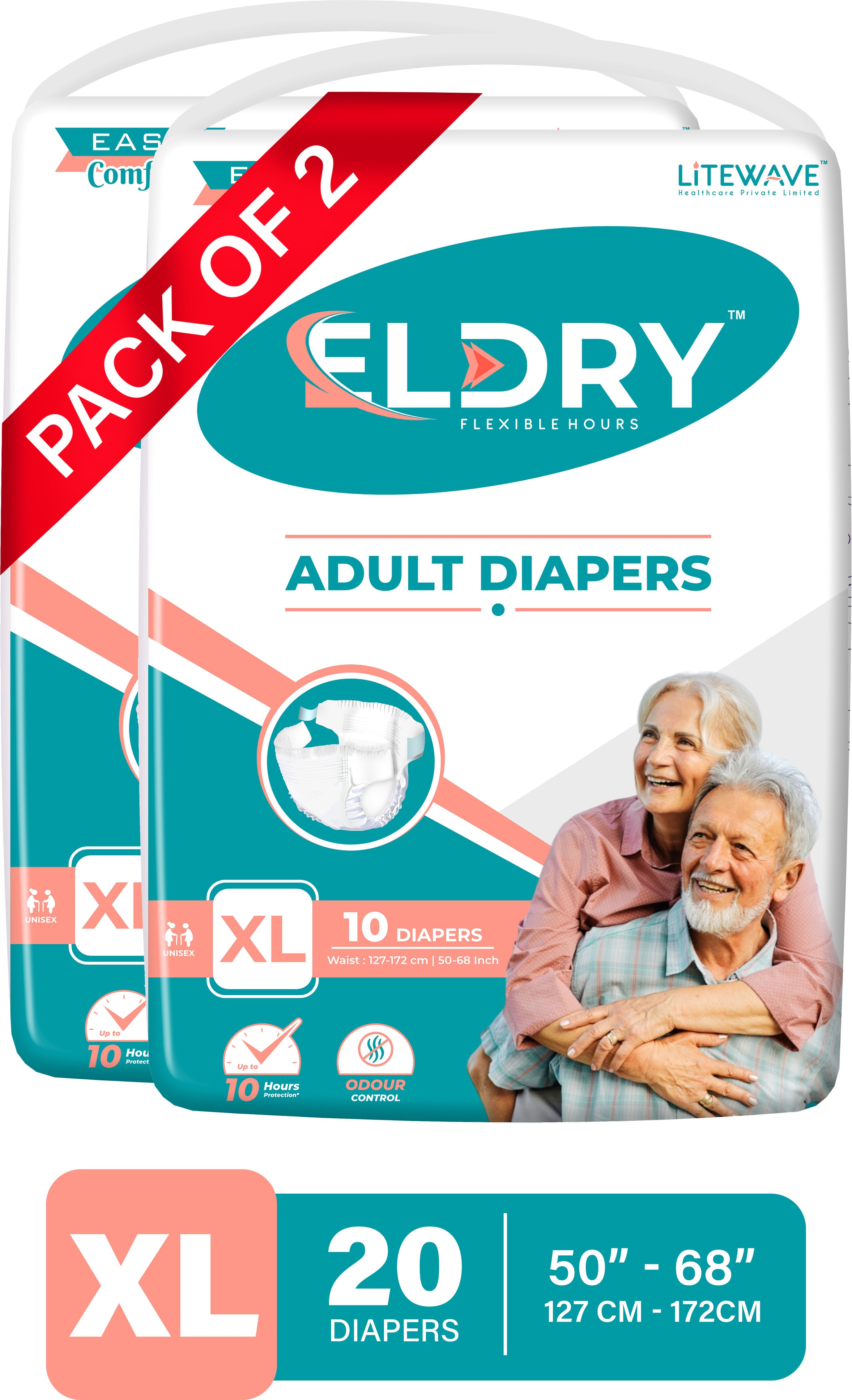 Adult Diaper Tape Style (XL) Unisex, Waist Size (50-68 Inch | 127-172 cm, Adult Diapers - XL-image-17