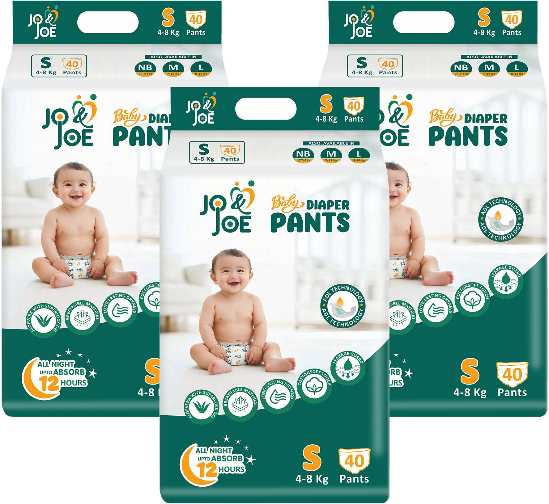 Baby Diaper Pants with 12hrs Absorption, ADL Technology, Small (4-8kg),Pack of 3 - S-image-32