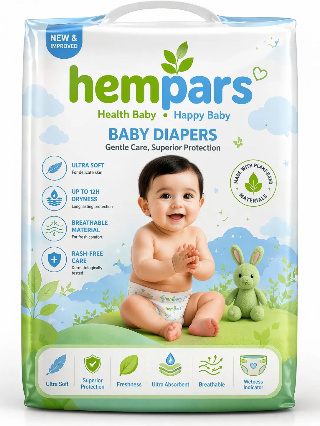 hempars Ultra soft diapers with alovera gel protection. Diaper Bag Dispenser-picture-24