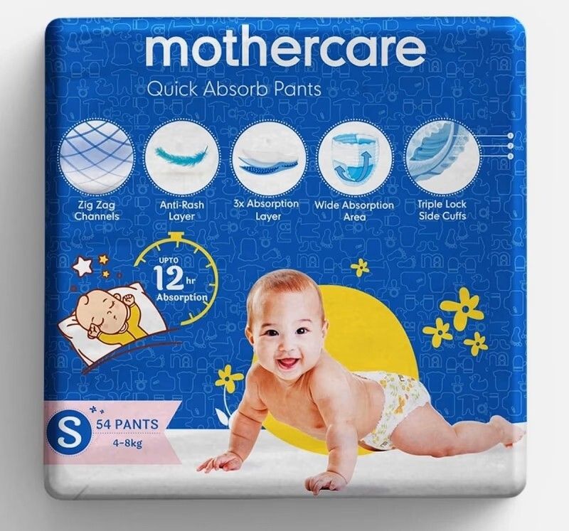 mothercare Quick Absorb Pants Style baby Diapers For Small Size 4 To 8 kg - S-picture-13
