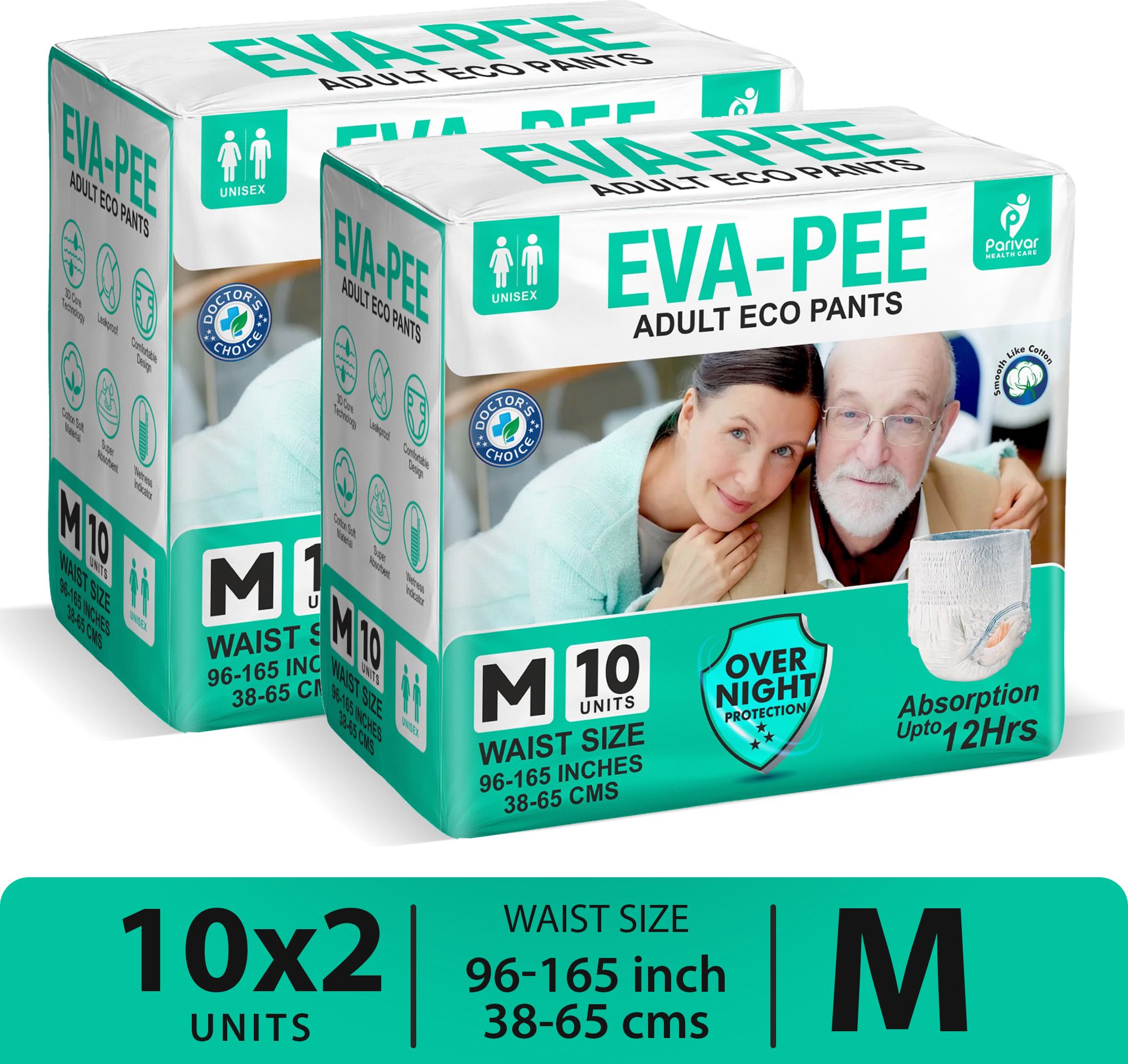 Adult Eco Pull-Up Pants, 12hrs Absorption | Waist Size (24-45inch) | Pack of 2 - M-image-26