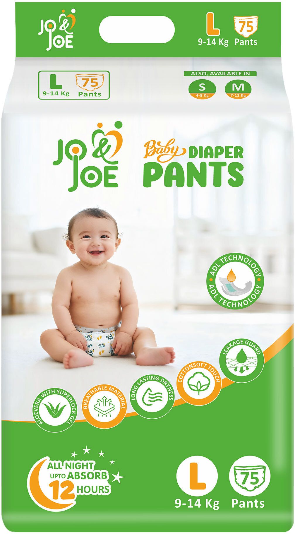 Baby Diaper Pants, 12hrs Absorption, ADL Technology, Large (9-14kg), Pack of 1 - L-image-34