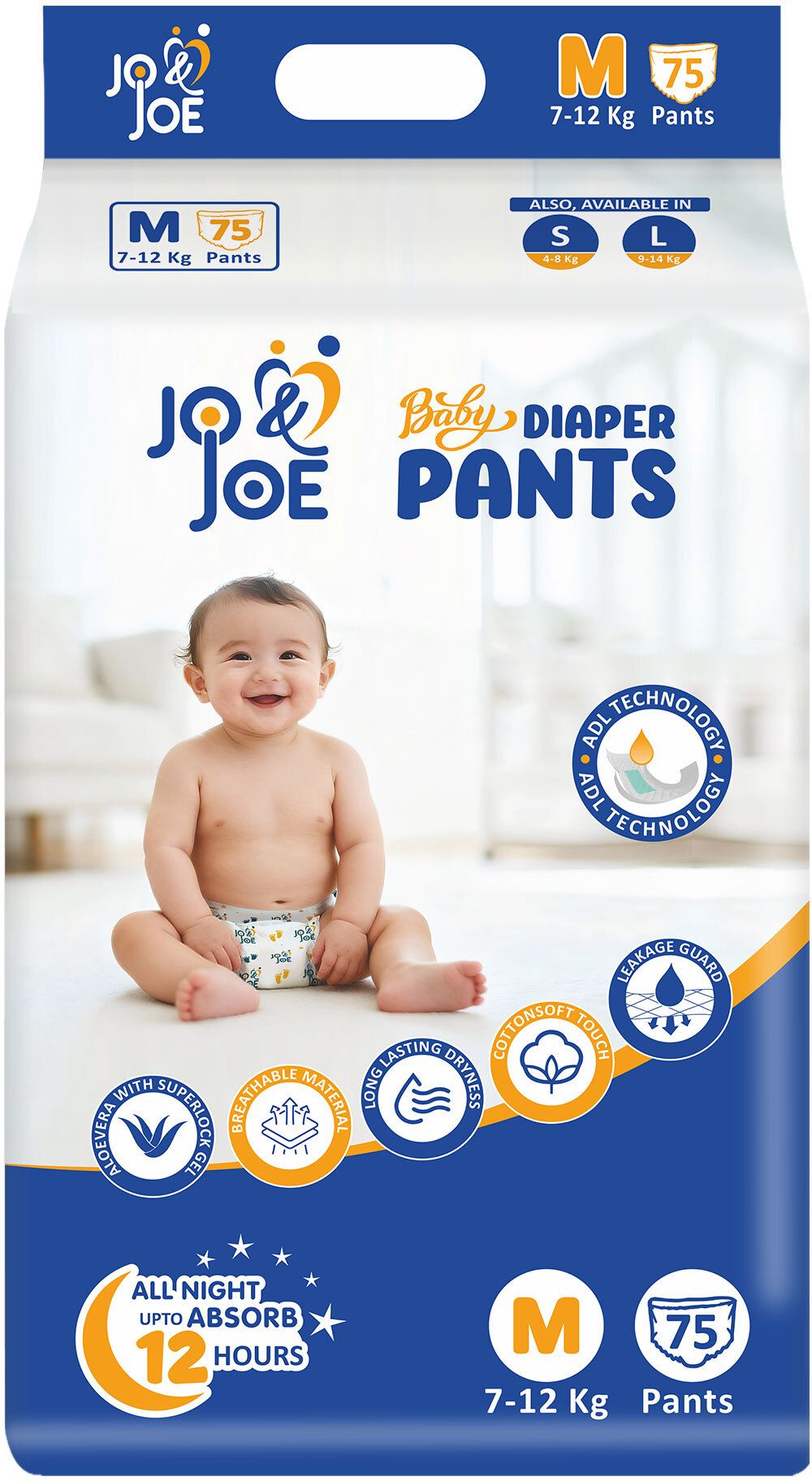 Baby Diaper Pants with 12hrs Absorption, Breathable, Medium (7-12kg),Pack of 1 - M-image-33