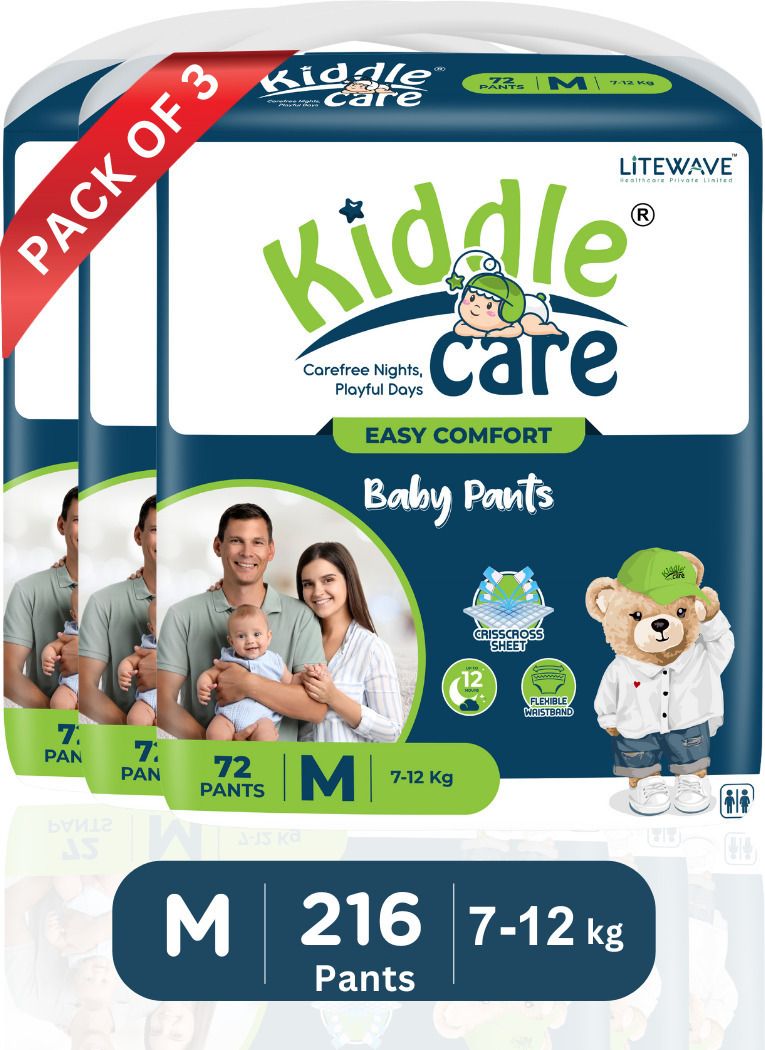 kiddle care Easy Comfort Baby Diaper Pants | Medium (M) | 7-12 Kg | Pack of 3 - M-picture-13