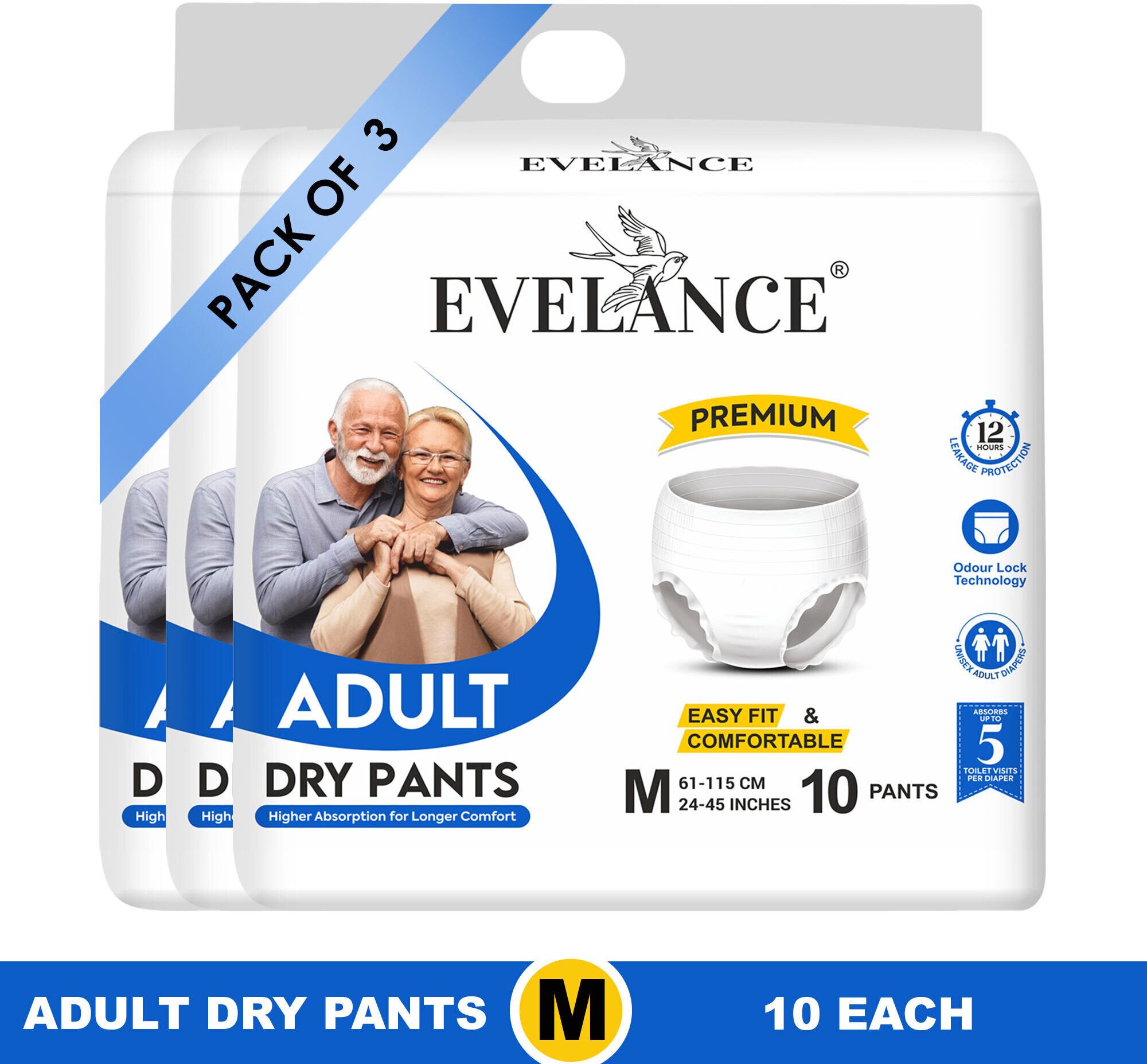 Adult Dry Pants Medium 61-115 cm (24-45 inches) 12hr absorption. Adult Diapers - M-image-14