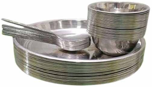 Pack of 9 Stainless Steel 3 Plate 3 bowl 3 spoon Steel Permant Laser Printed Steel Kitchen Set Dinner Set-image-15