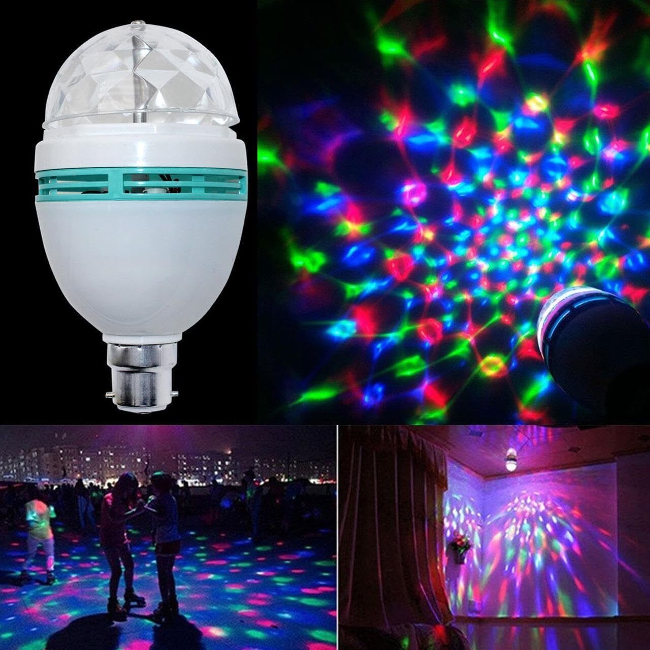 gold nation Multi-Color LED Rotating Disco Party Bulb Premium Rotating LED Disco Pack Of 1 Disco Ball Set-picture-4