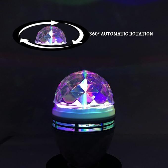 gold nation Multi-Color LED Rotating Disco Party Bulb Rotating LED Disco Set Of 1 Disco Ball Set-picture-6