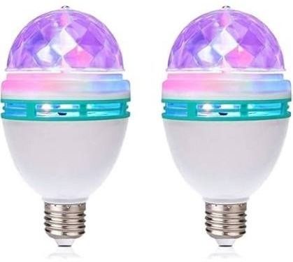 gold nation Multi-Color LED Rotating Disco Party Bulb Premium Rotating LED Disco Disco Ball Set-picture-1