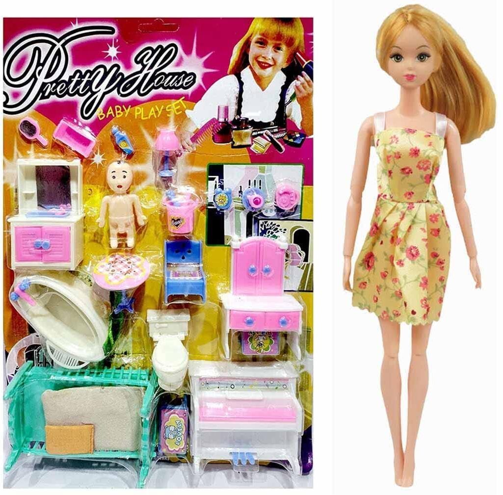 M S Toyys.Pretty Home Baby Play Doll Sets with Small House 20 Accessories,-image-13