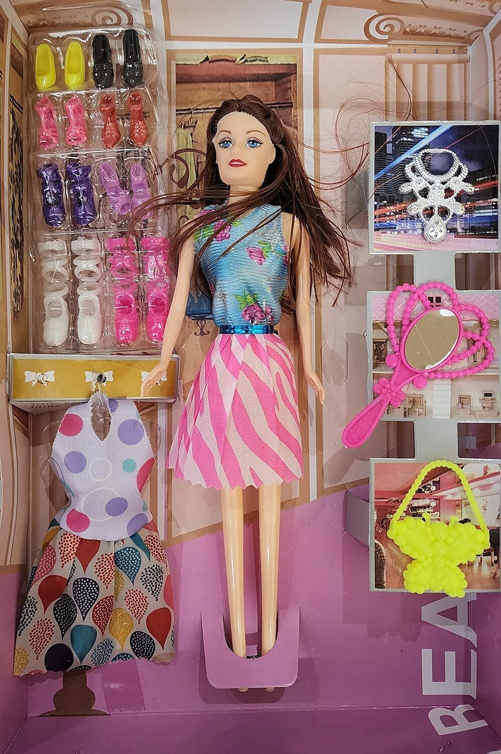 goshoppe enterprises New Happy Doll Designer Shoes Playing Set with accessories and dress-picture-17