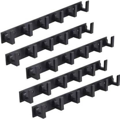 Stainless Steel 6 Pin L Black Cloth Hooks Hanger Hanging Key Clothes (Pack Of 5) Door Hanger-image-11