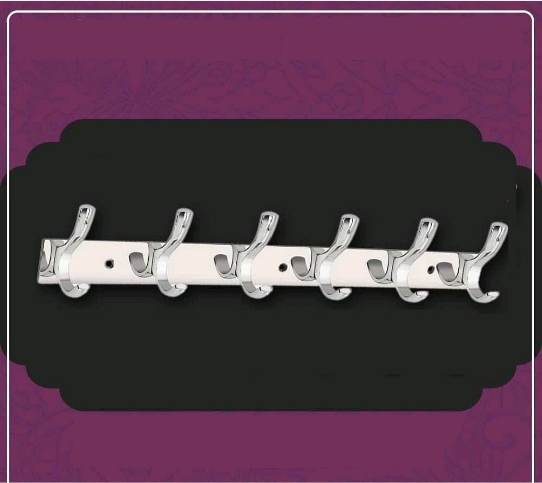kyorsi Xylo Hanger Stainless Steel 6 Pin Cloth Hanger for Bathroom, Kitchen (Pack of 1) Door Hanger-picture-46