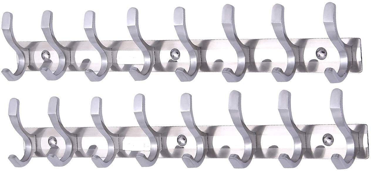execlave Pack of 2 Stainless Steel Premium Fescue Dual Edge 8pin Cloth Hanger Door Hanger-picture-23