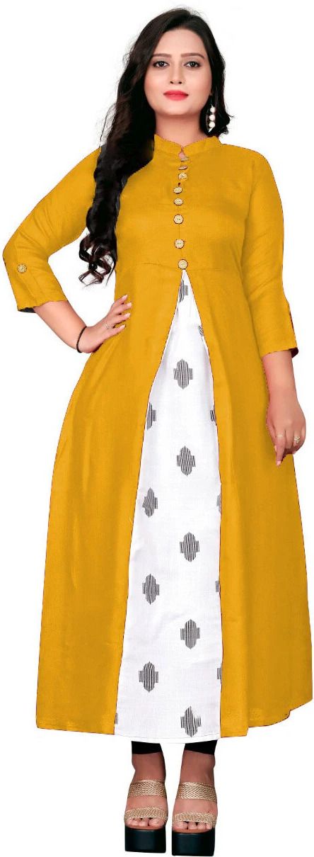 Solid Cotton Blend Stitched Flared/A-line Gown-image-22