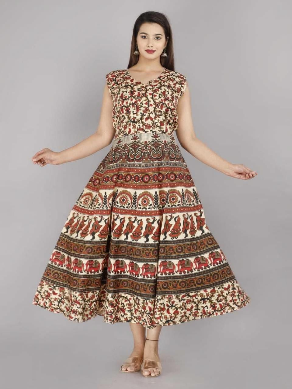 Pure Cotton Stitched Flared/A-line Gown-image-33