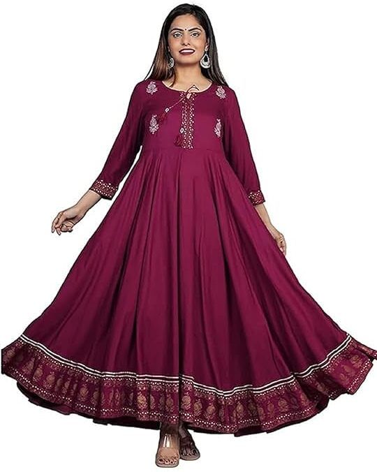 nandi Rayon Blend Stitched Flared/A-line Gown-picture-11