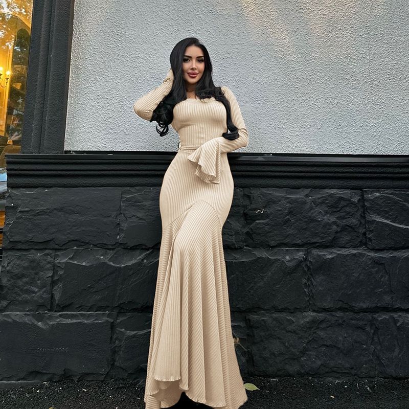 Women Fit and Flare Beige Maxi/Full Length Dress-image-25
