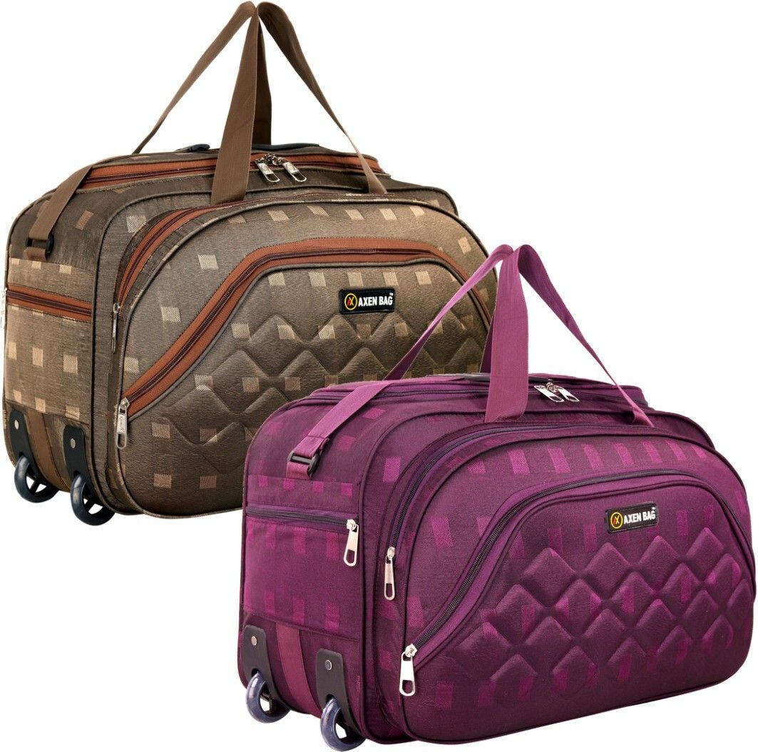 axen 50 L Strolley Duffel Bag - Combo Set of 2, Unisex Travel Bags Light Weight Small Travel Duffel Bag - Purple, Brown - Regular Capacity-picture-22