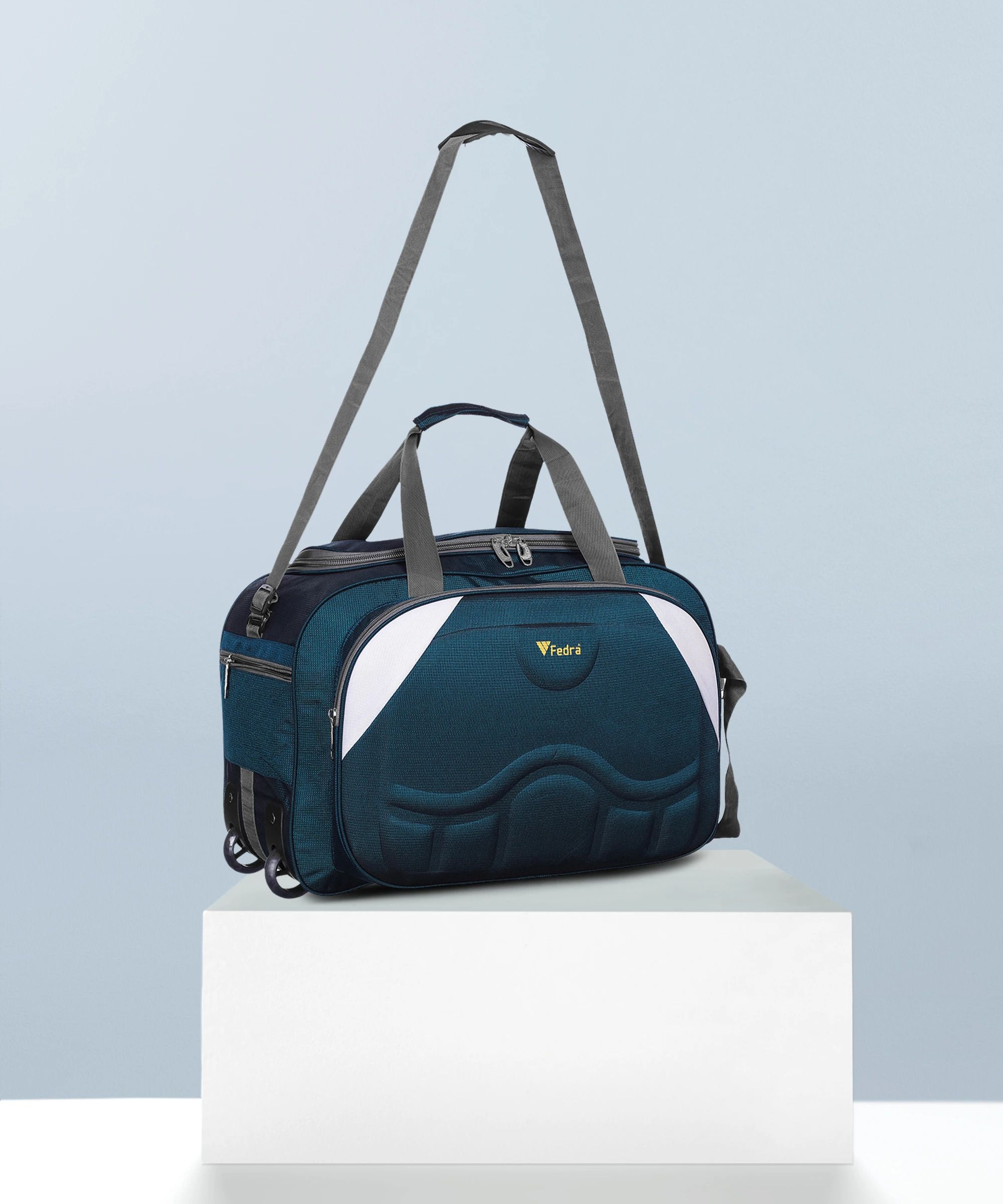 55 L Strolley Duffel Bag - Waterproof Polyester Lightweight Travel Bag for men and women Strolley Bag - Blue - Regular Capacity-image-1