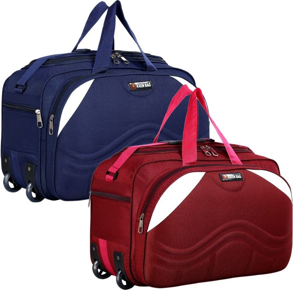 50 L Strolley Duffel Bag - Light Weight Small Travel Duffel Bag High-Quality Luggage Bag Combo Of 2 - Red, Blue - Regular Capacity