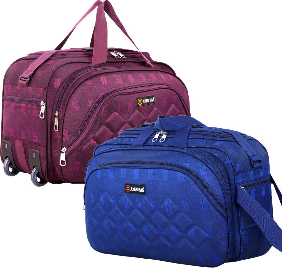 axen 50 L Strolley Duffel Bag - Combo Set of 2, Unisex Travel Bags Light Weight Small Travel Duffel Bag - Blue, Purple - Regular Capacity-picture-12