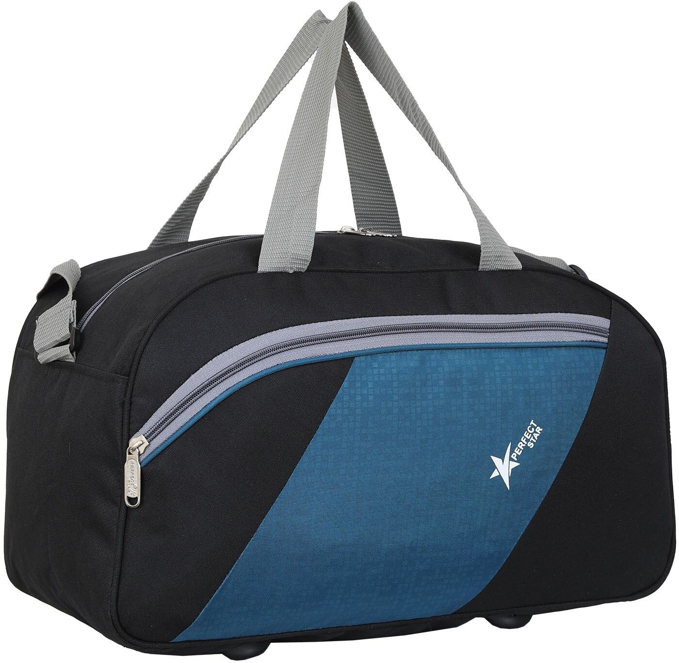 40 L Gym Duffel Bag - 40 L Hand Duffel Bag 12 inch 9.5 inch 20 inch Stylish Light Weight Small Travel Duffel Bag For Men & Women Quality Tested Luggage Bag { black BLUE} - Black-image-20