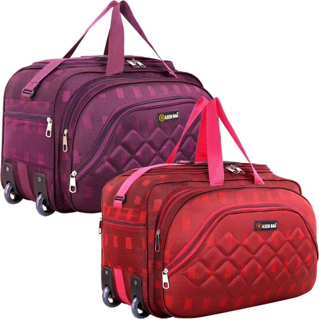 50 L Strolley Duffel Bag - Combo Set of 2, Unisex Travel Bags Light Weight Small Travel Duffel Bag - Red, Purple - Regular Capacity-image-25