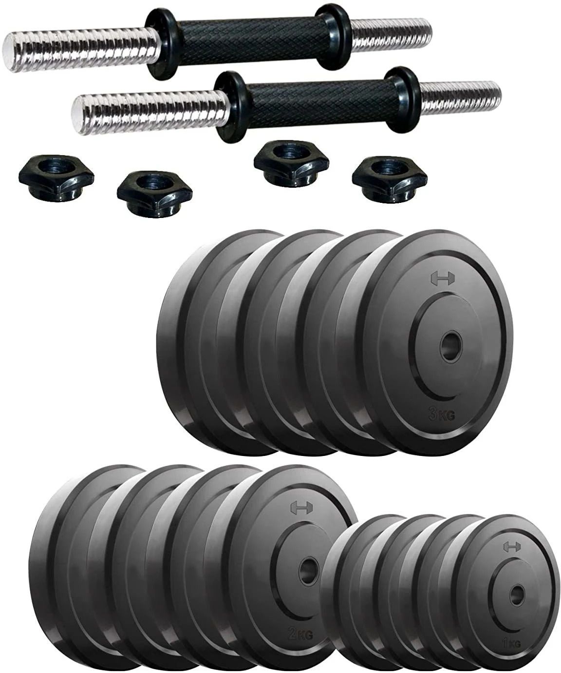 gamers hub 30 kg of rubber weight (2 kg x 4 = 8 kg + 2.5 kg x 4 = 10 kg + 3 kg x 4 = 12 kg) Home Gym Combo-picture-9