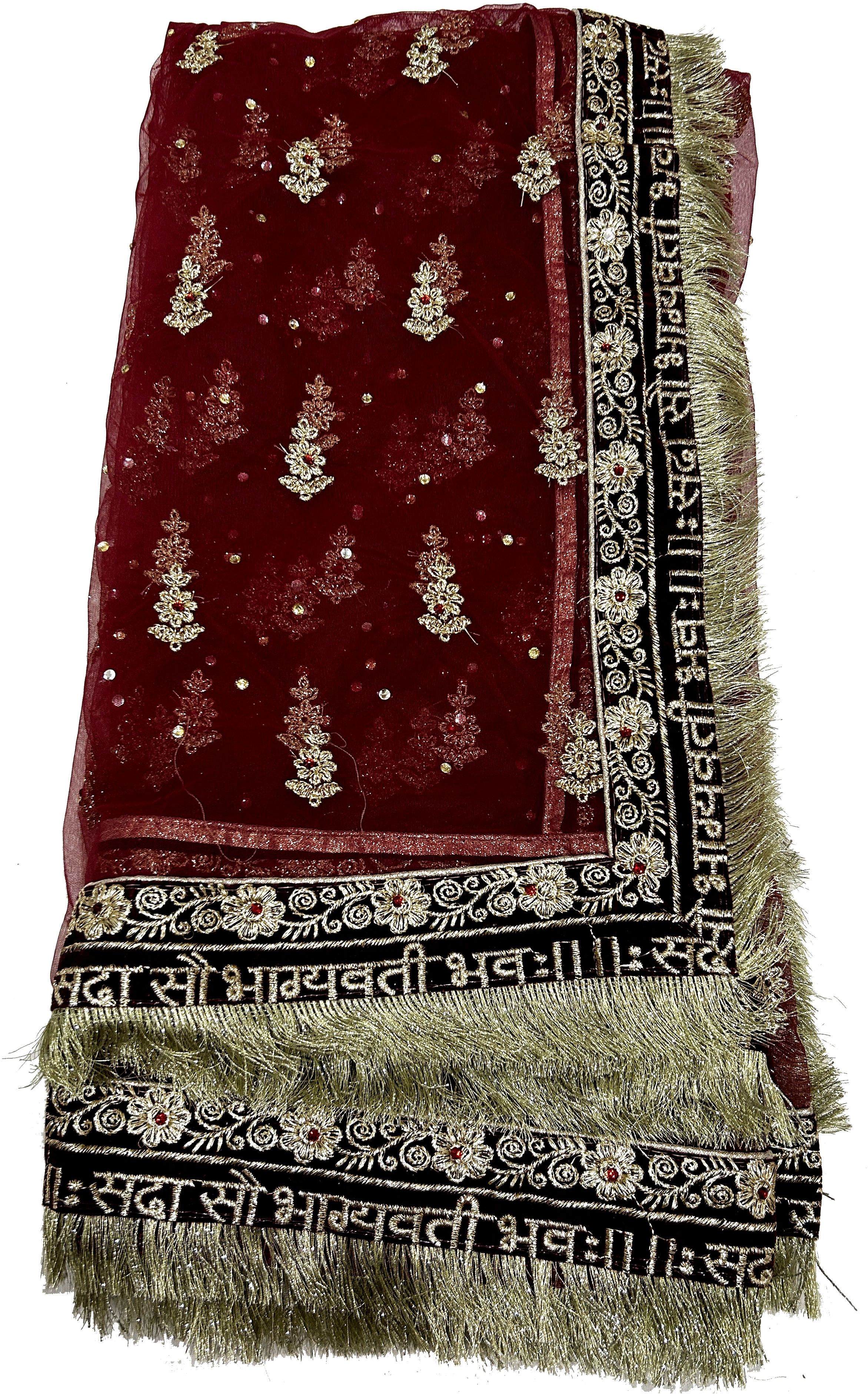 Net Embroidered Maroon Women Dupatta-image-43