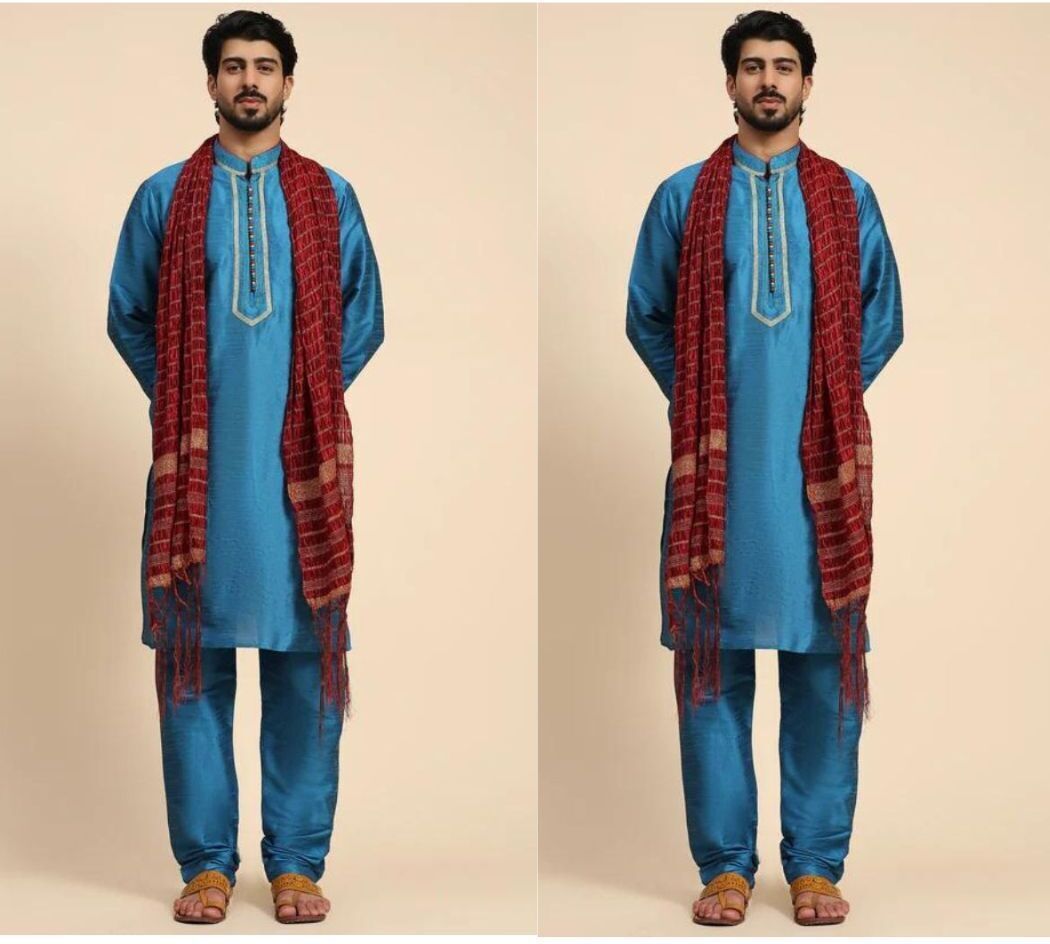 Pure Silk Solid Red Men Dupatta-image-22