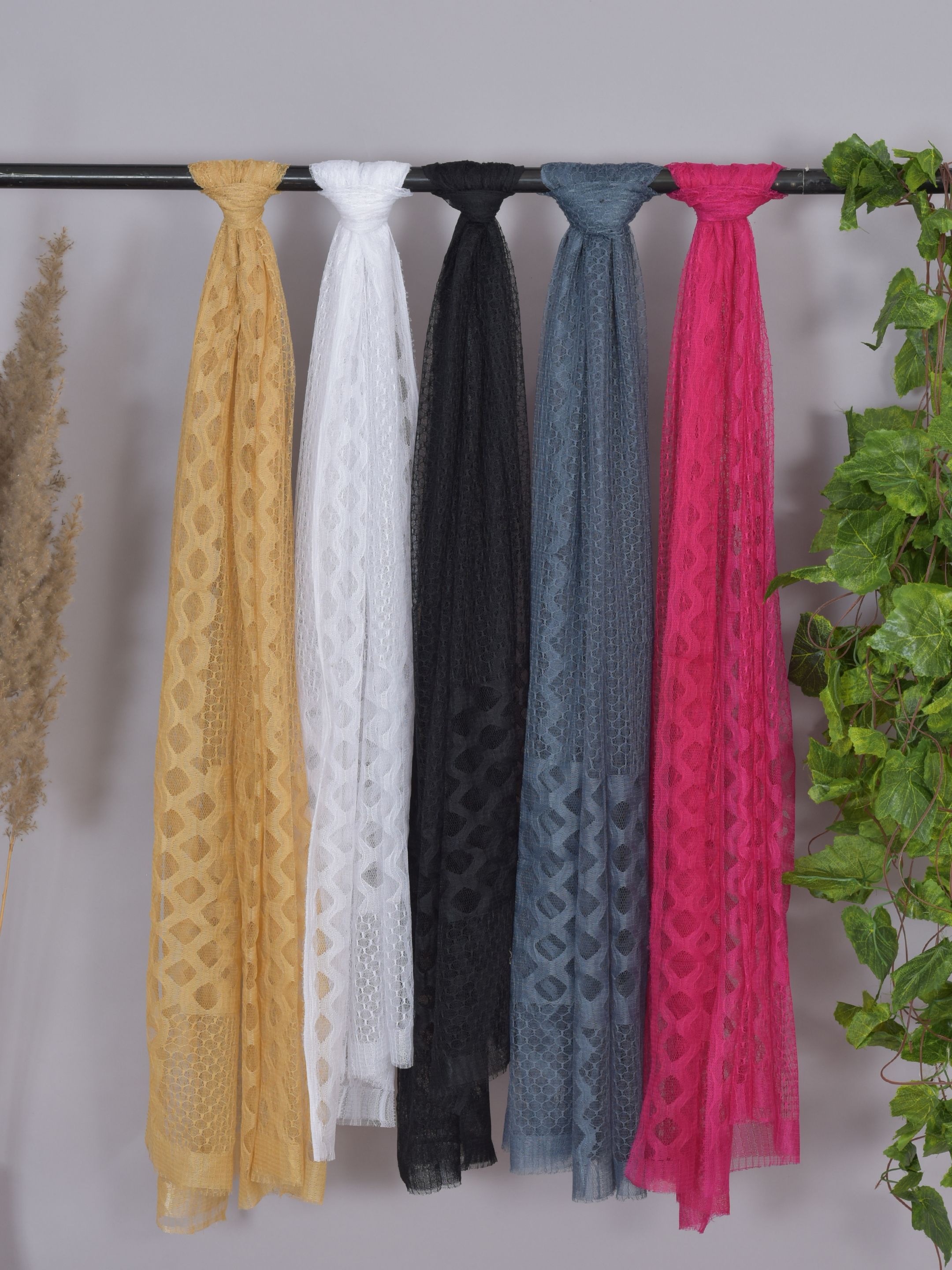 Net Solid Multicolor Women Dupatta