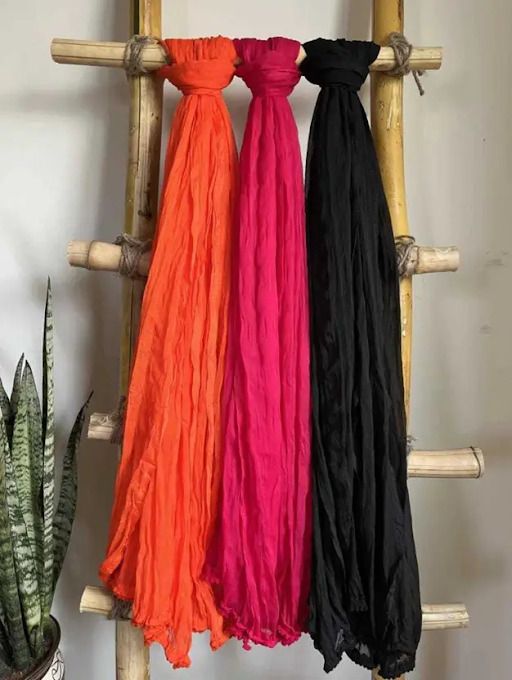 Polycotton Solid Black, Black, Pink Men Dupatta-image-1