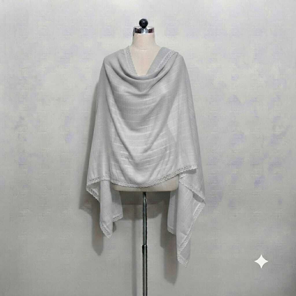 Lycra Blend Solid Grey Women Dupatta-image-7