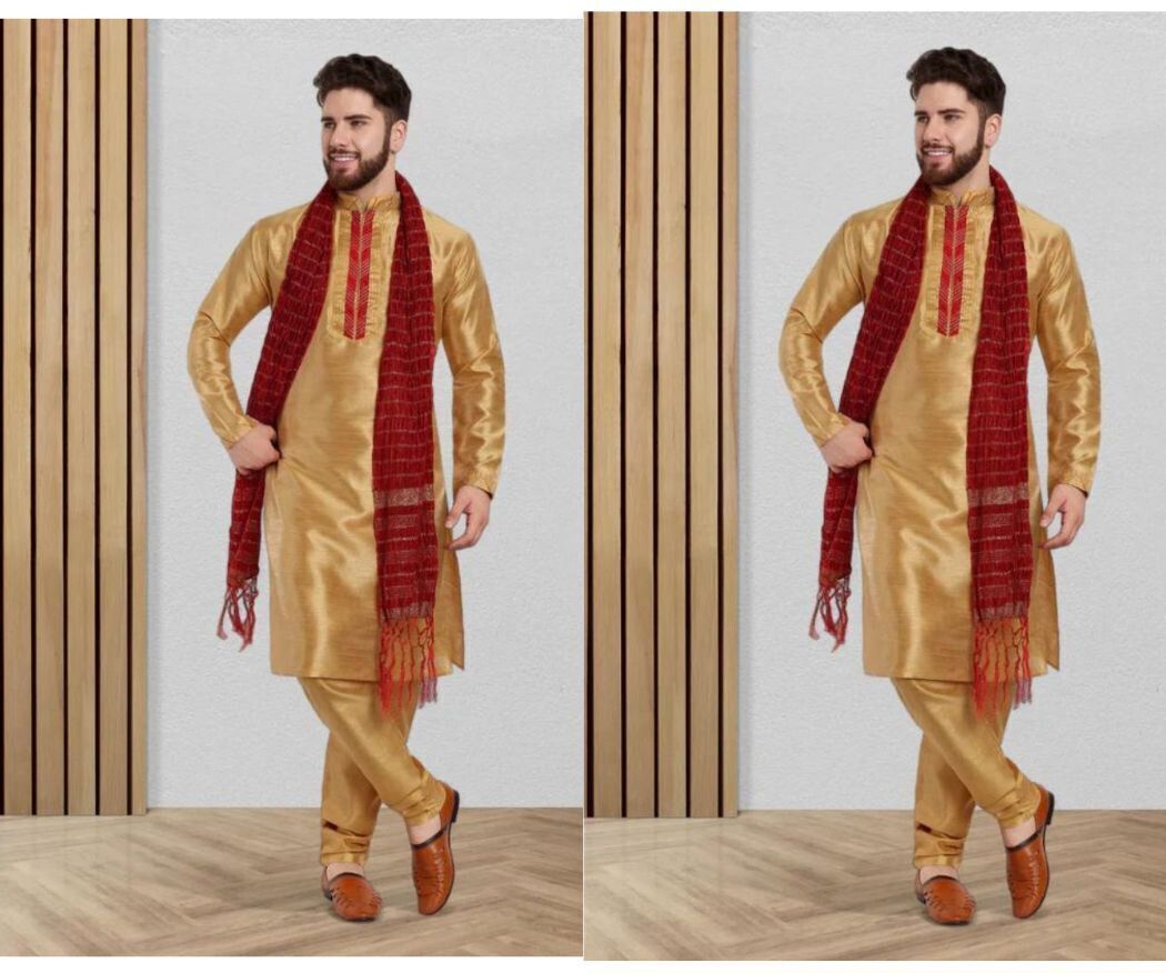 Pure Silk Solid Red Men Dupatta-image-21