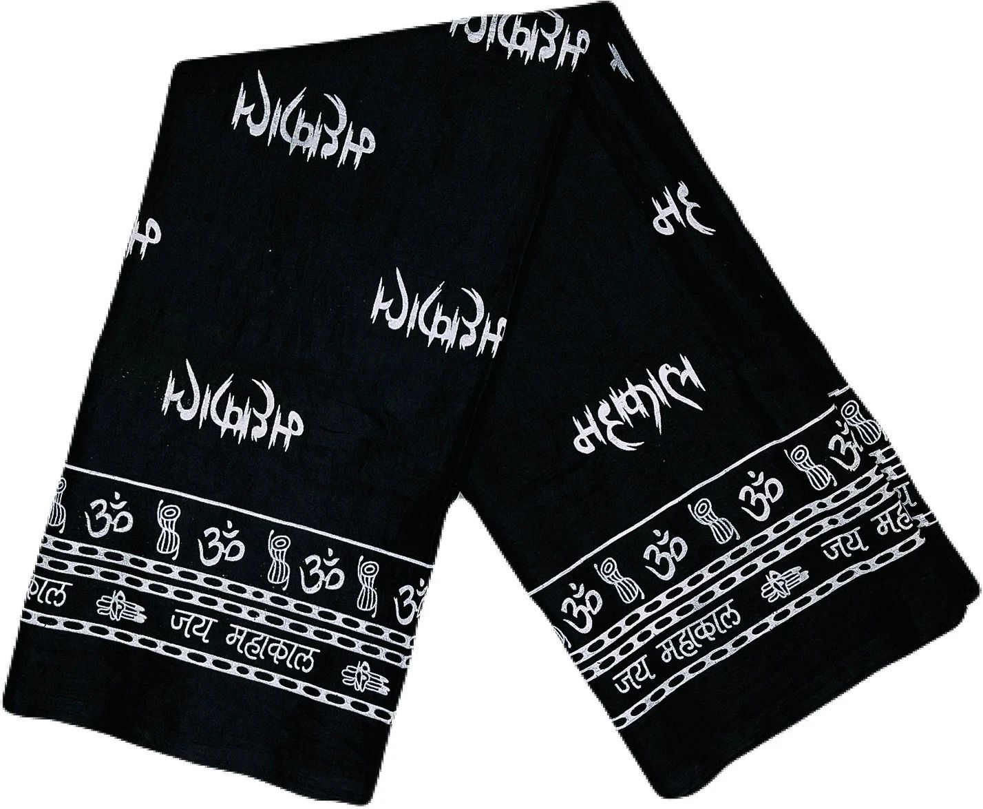 Cotton Blend Printed Black Men Dupatta