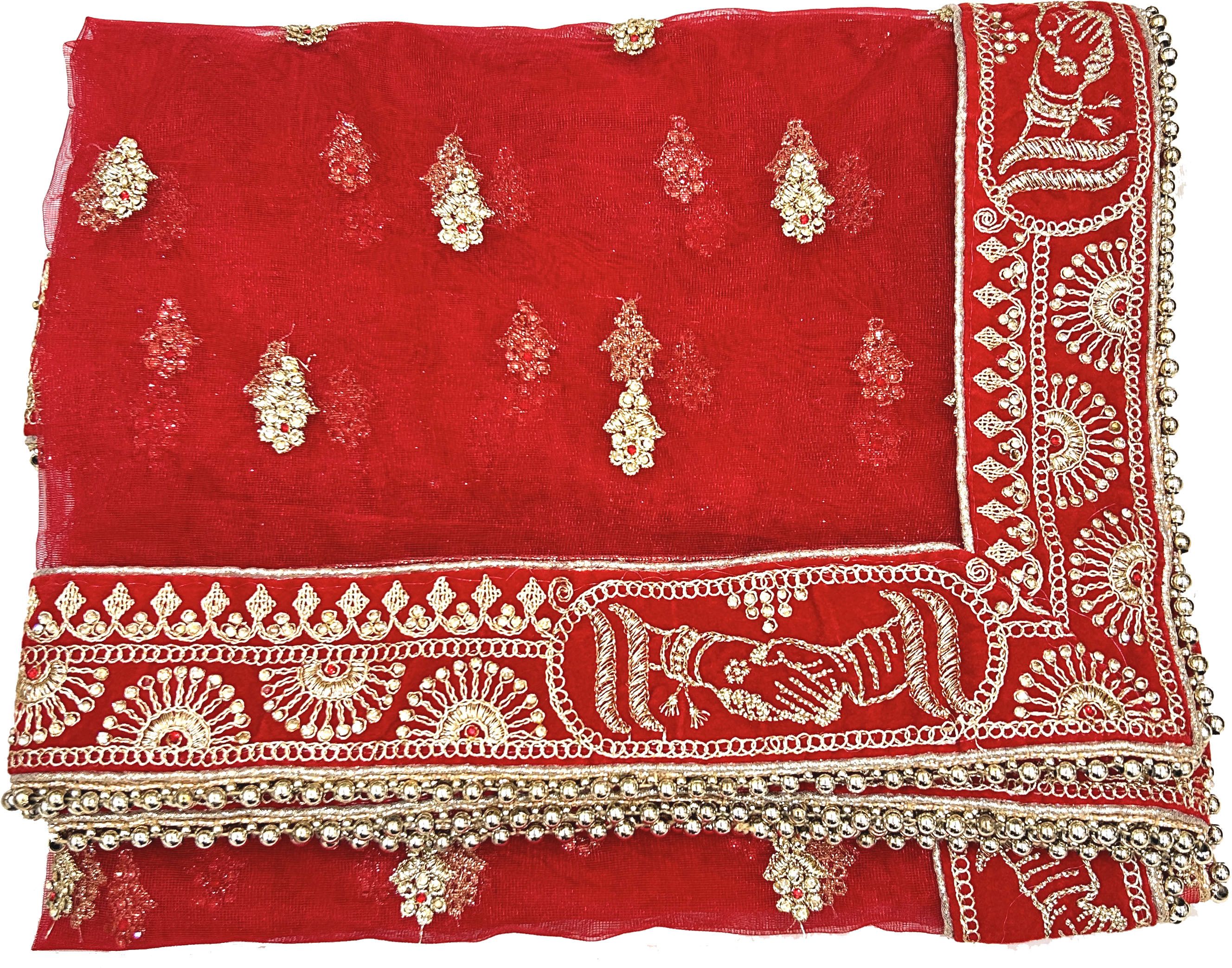 Net Embroidered Red Women Dupatta-image-18
