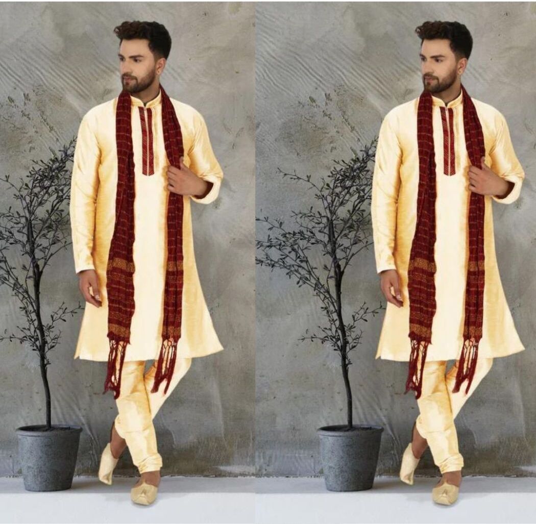 swity Pure Silk Solid Red Men Dupatta-picture-37