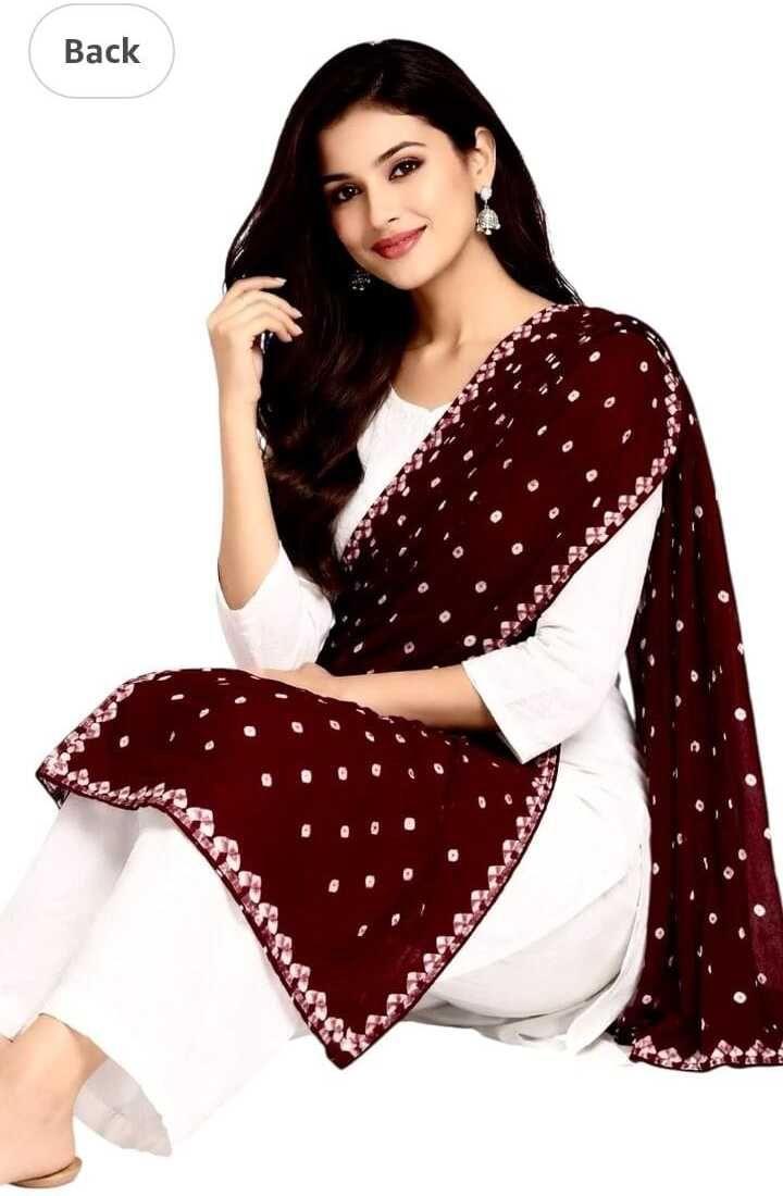 Pure Cotton Self Design Maroon Women Dupatta-image-30