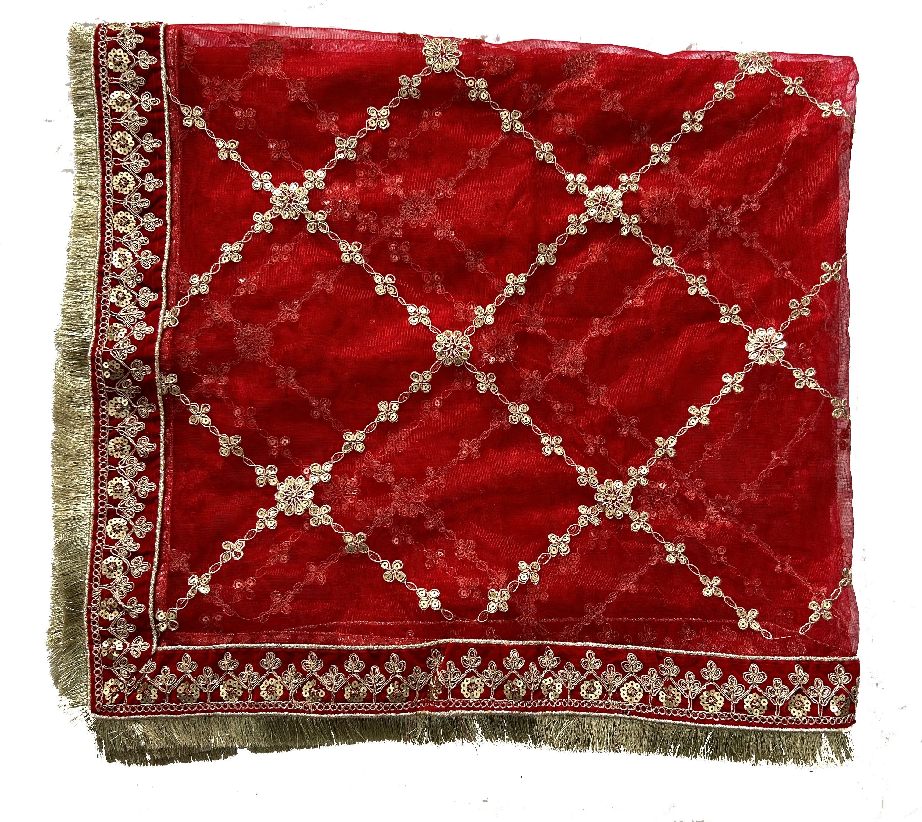 Georgette Embroidered Red Women Dupatta-image-21