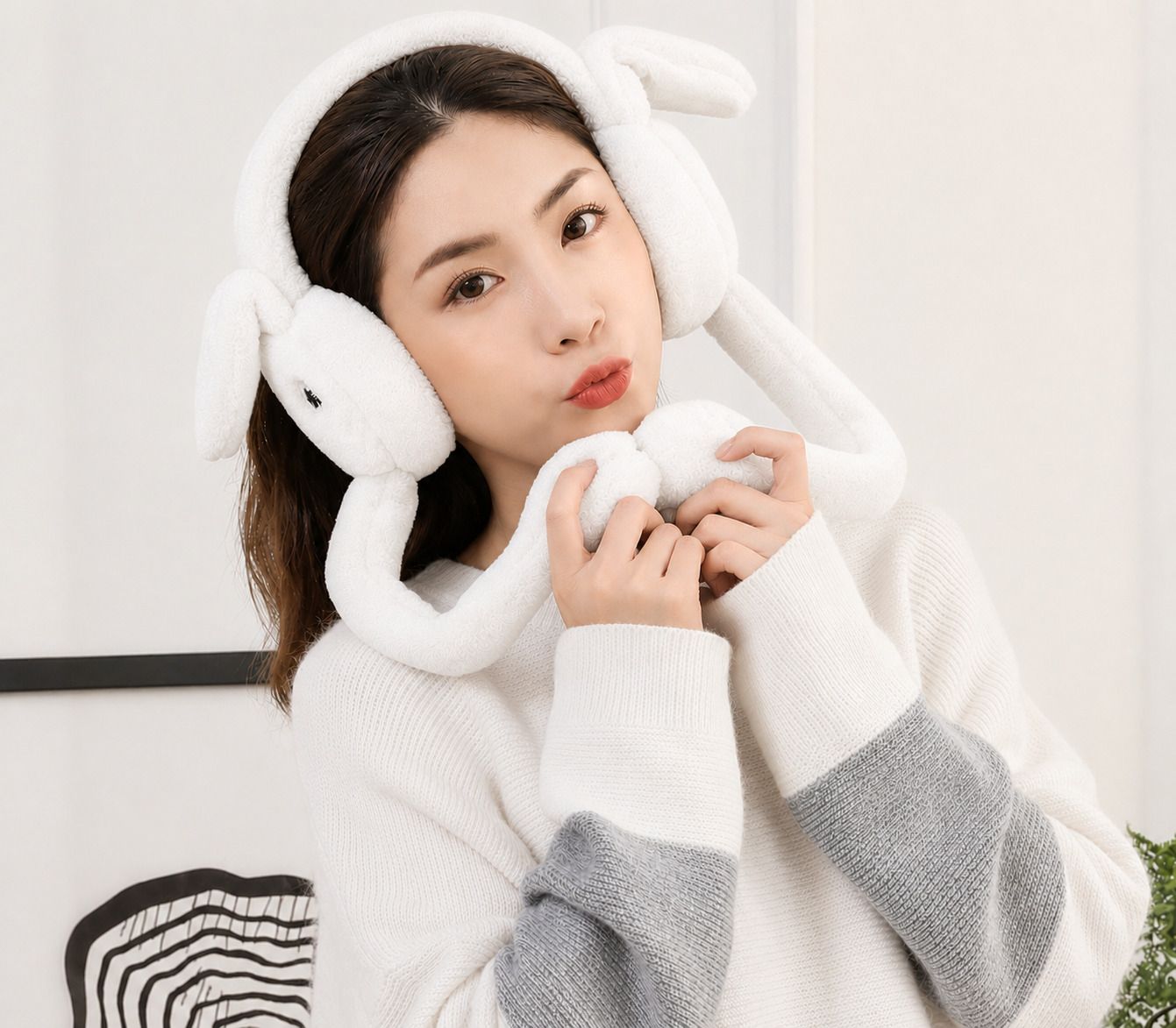 rajwada fabrics Winter Fashion Ear Warmers with Chuchu Rabbit Sound and Bunny Ear Design Ear Muff-picture-14