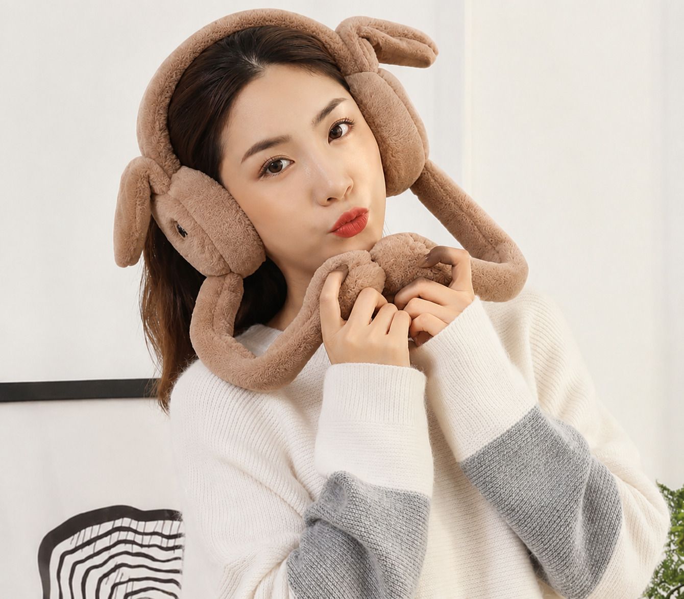 Winter Fashion Ear Warmers with Chuchu Rabbit Sound and Bunny Ear Design Ear Muff-image-14