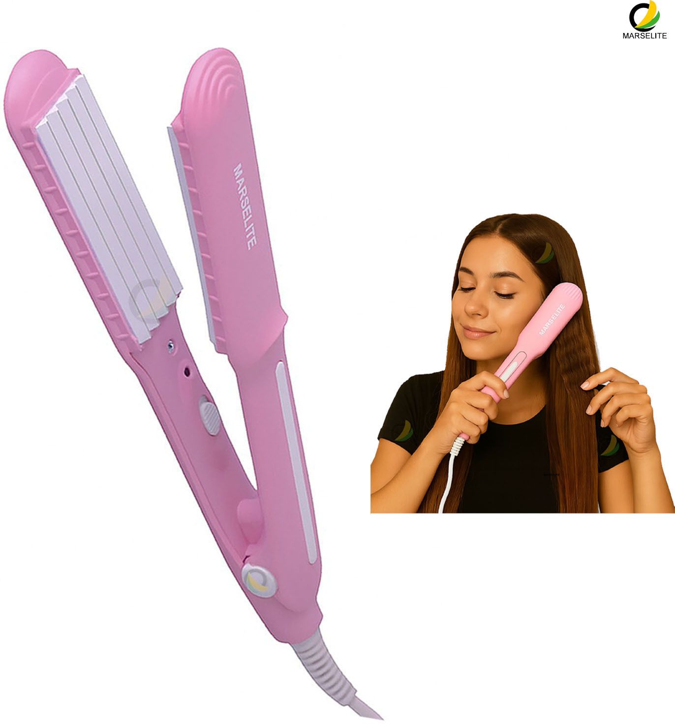 MARSELITE Hair Crimper - Deep Crimp Mini Hair Styler for Gorgeous Hair Texture - Electric Hair Styler-image-0