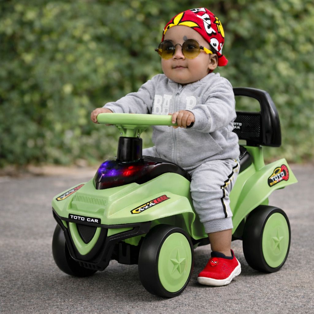 Green Toto Rider Push Ride-On Toy Car for Toddlers with Horn & LED Lights Car Battery Operated Ride On-image-43