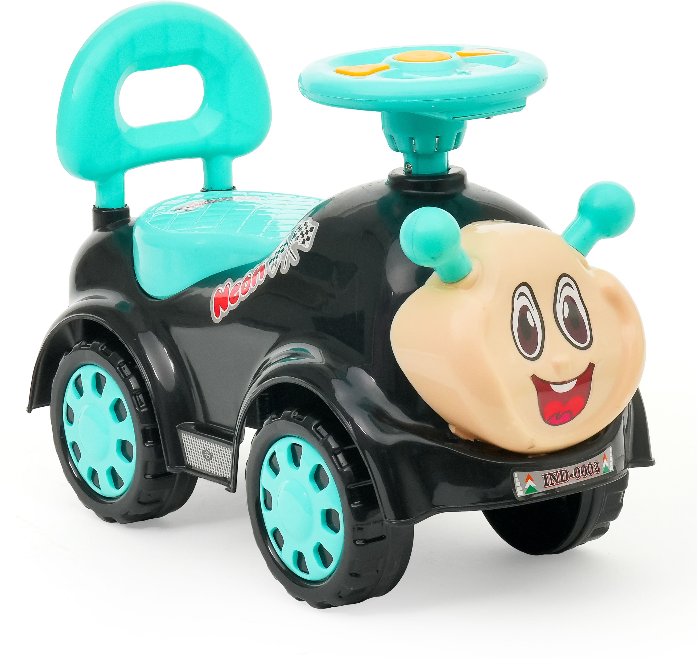 Neon Push Car with Music, for kids 1 to 3 years upto 25 Kgs Under Big Wheels Car Non Battery Operated Ride On-image-9