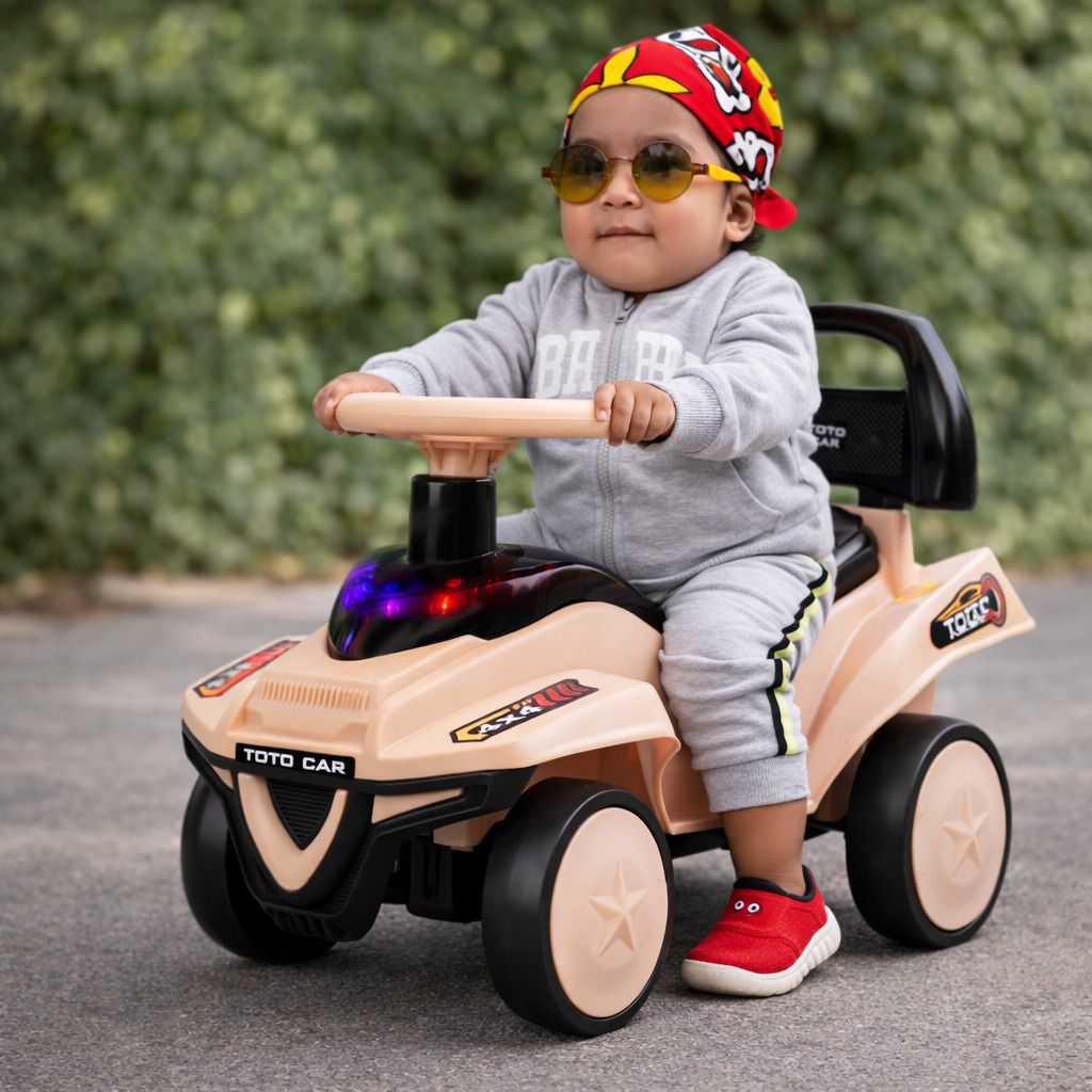 Pink Toto Rider Kids Push Ride-On Car with Horn & LED Lights (1–4 Years) Car Battery Operated Ride On-image-19