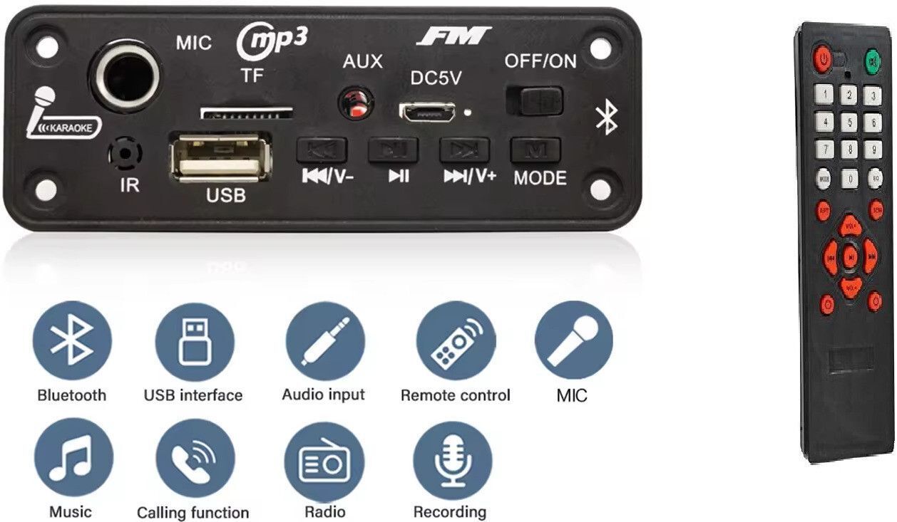shri Amplifier MP3 Decoder Board Microphone Car Mp3 Player USB Record FM Radio AUXI Electronic Components Electronic Hobby Kit-picture-31